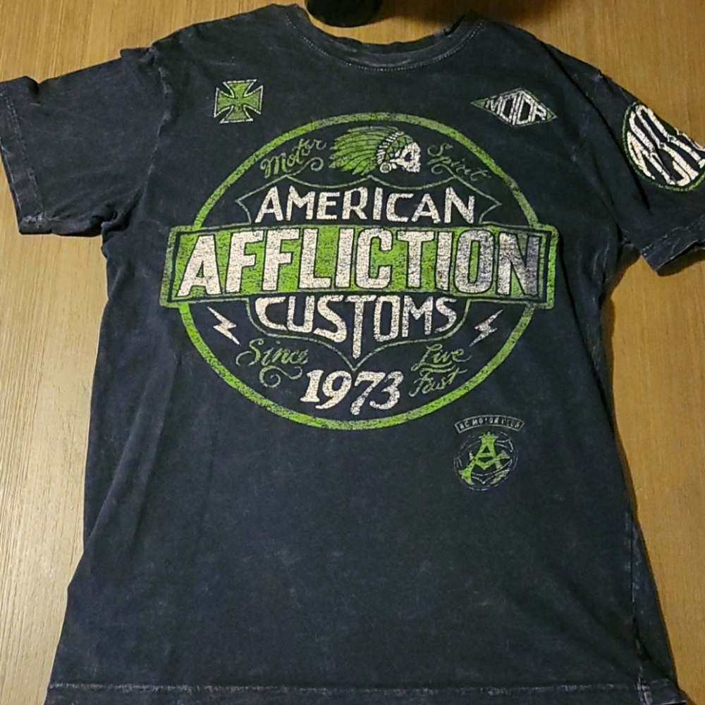 Affliction, Medium, Black, Green and White